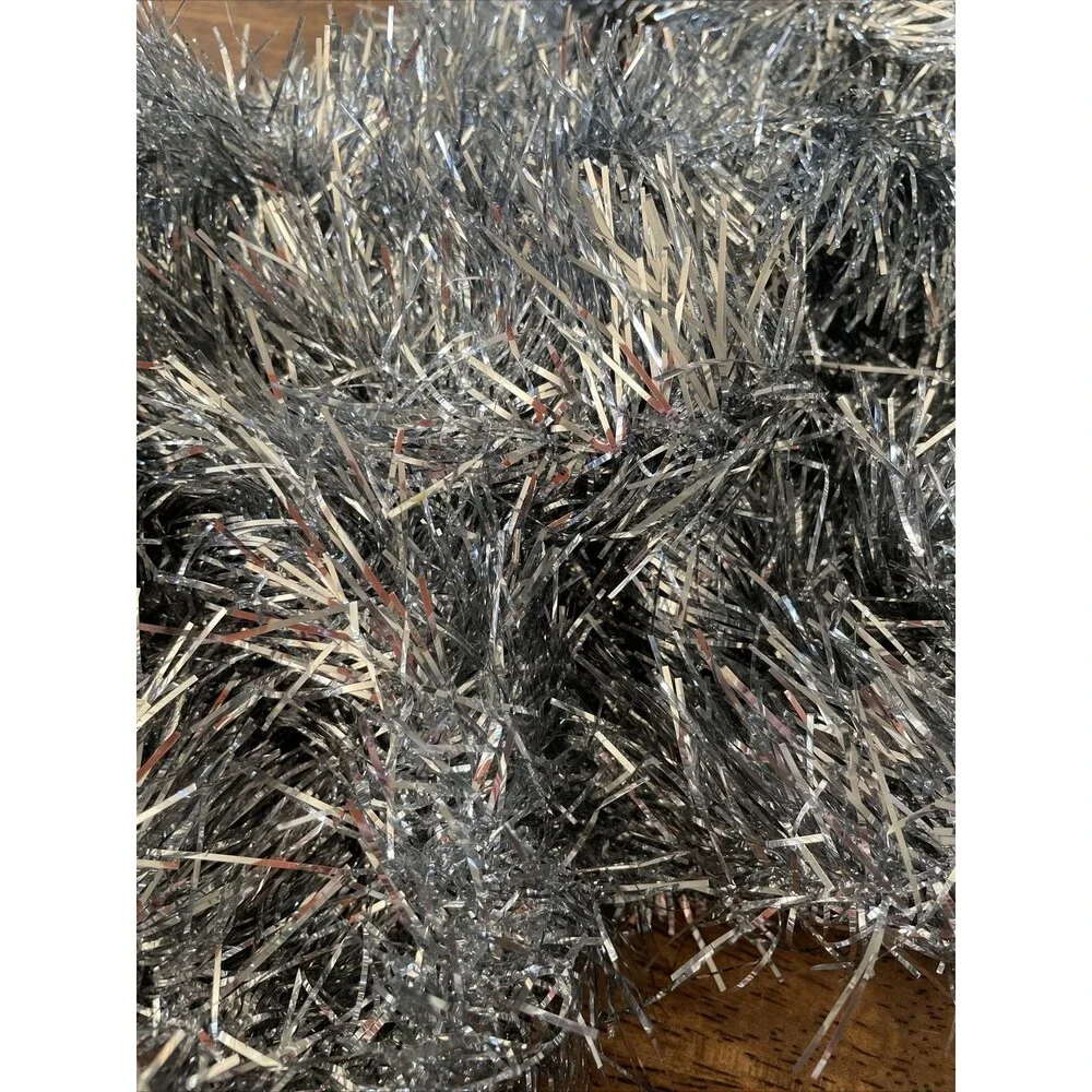32’ Silver Christmas Tree Tinsel Garland Holiday 2 Strands @ 120” & 270”
